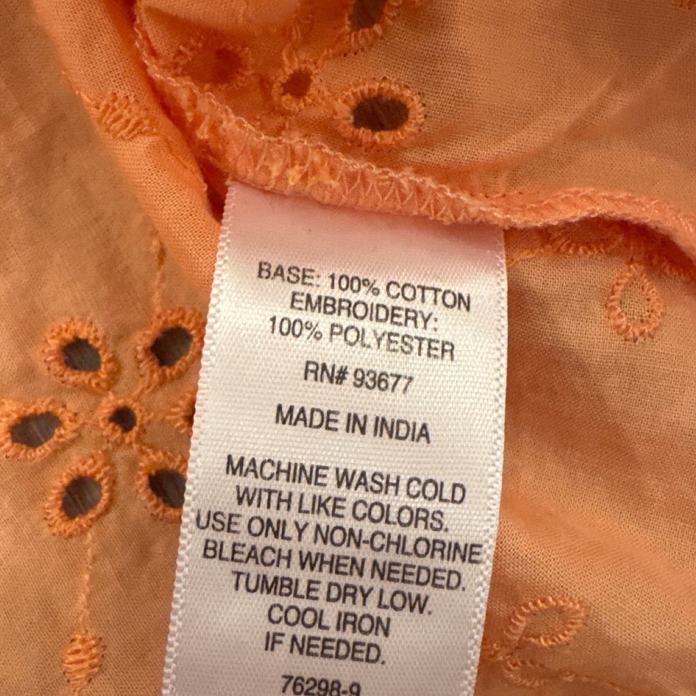 Liz Claiborne Women XL Orange Eyelet Bell Sleeve Top Blouse NWT - Picture 4 of 5